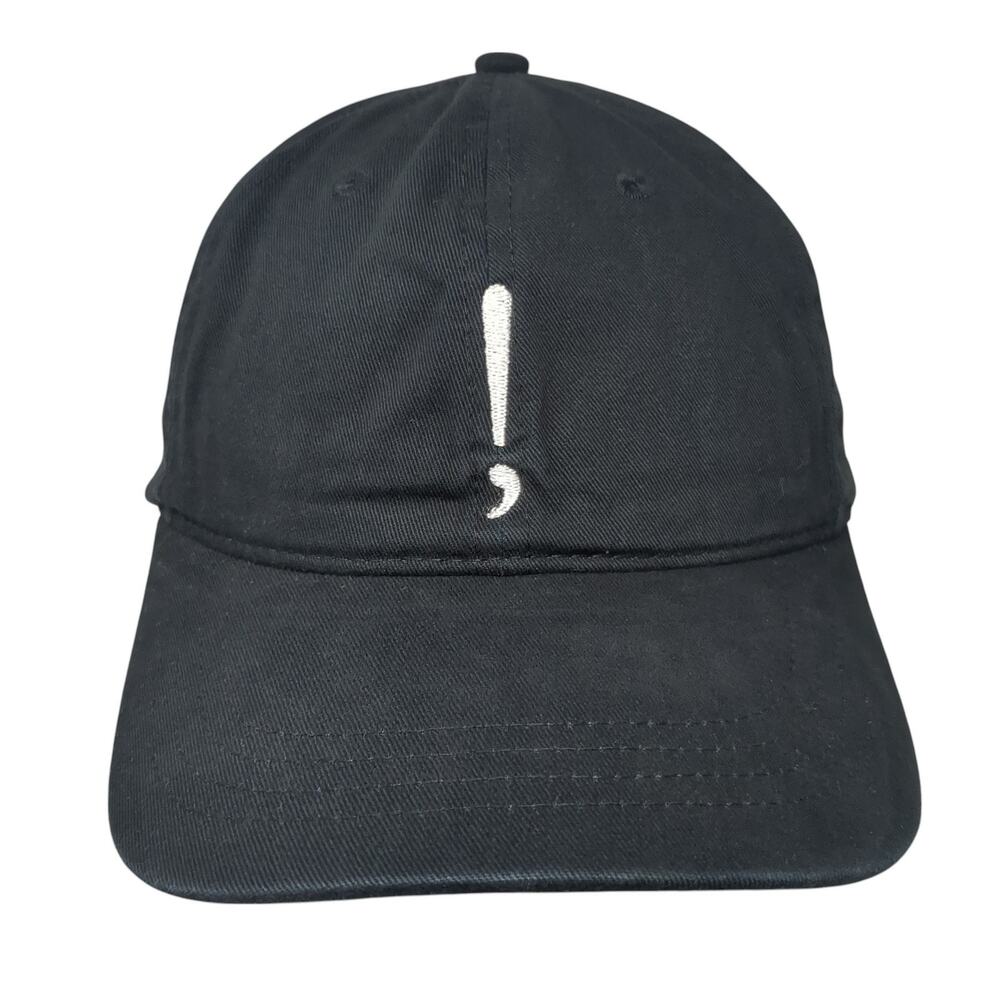 Exclamation Slideback Baseball Cap Black One Size Adjustable 6 Panel Queensboro